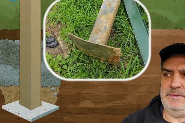 Airedale Fencing contractor installing school perimeter fencing in Yorkshire — fence post depth illustration and on-site digging